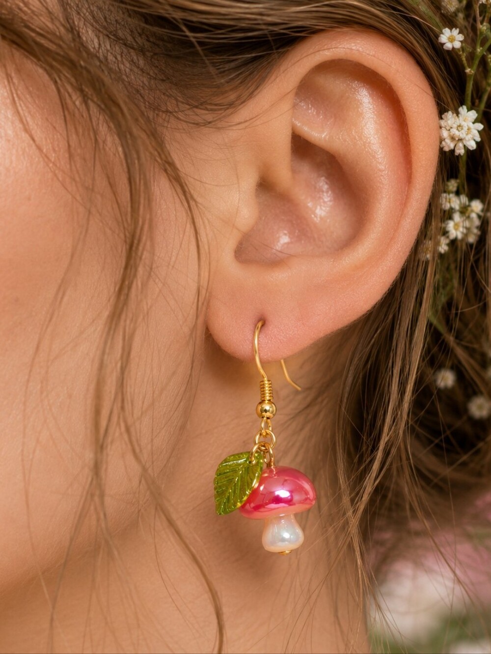 MODCLOTH MINI IRRIDESCENT MUSHROOM EARRINGS